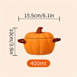 Ceramic Pumpkin Casserole Dish with Lid, Oven Safe Baking & Serving Pot for Halloween & Thanksgiving, 3 Sizes, 13.5-57oz