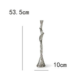 Aluminum Candle Holder, Sculptural Modern Candlestick, Silver, 21-24in