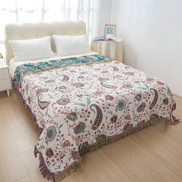 100% Cotton Jacquard Throw Blanket & Bedspread, Double Sided Boho Sofa Cover, Yarn Dyed, Hand Wash, 22 Designs, 3 Sizes