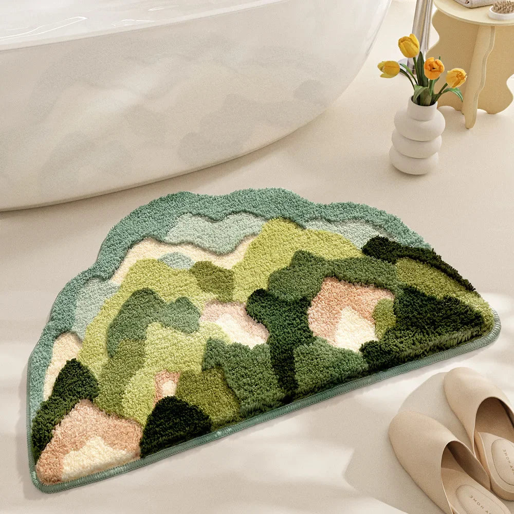 Flower Shaped Bath Mat with 3D Tufted Relief, Soft Absorbent Bathroom Rug, Machine Washable Non Slip, 4 Designs, 18x27in