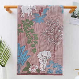 Printed Gauze Face Towel, Soft Absorbent Cotton Hand Towel for Children, Decorative, 6 Designs, 14x29in
