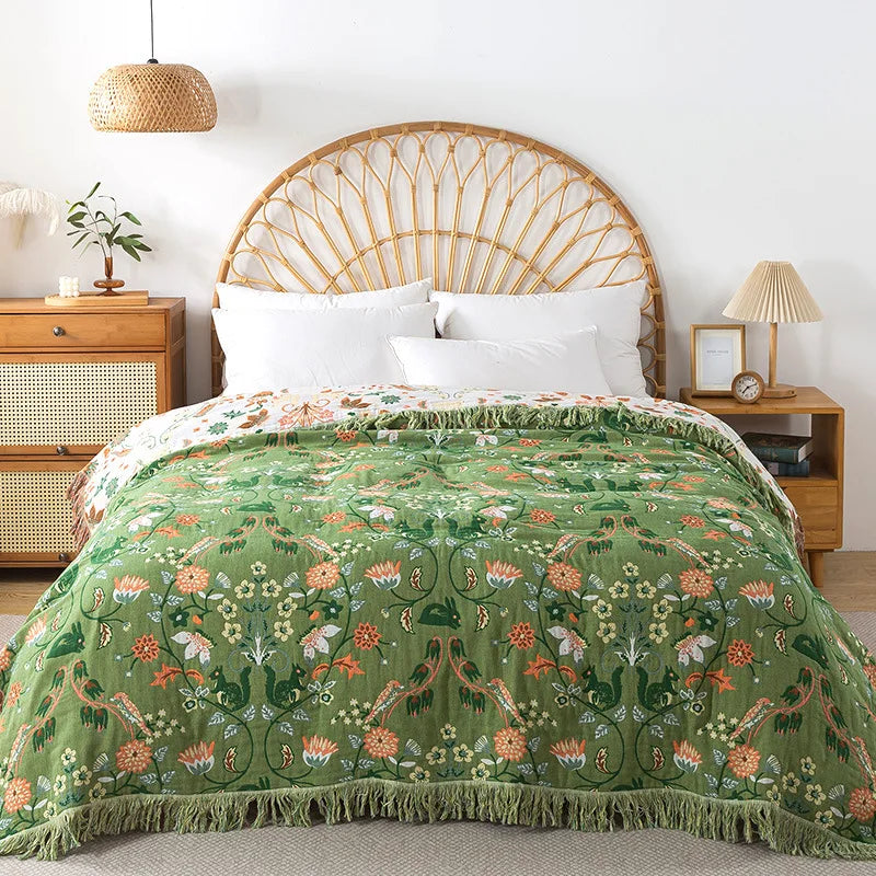 100% Cotton Jacquard Throw Blanket & Bedspread, Double Sided Boho Sofa Cover, Yarn Dyed, Hand Wash, 22 Designs, 3 Sizes