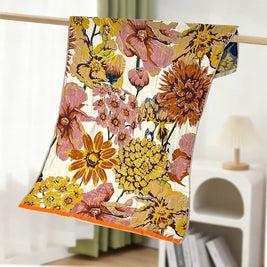 Floral Gauze Bath Towel, Lightweight Soft Absorbent Sauna, Gym & Shower Towel, Quick Dry, 5 Designs
