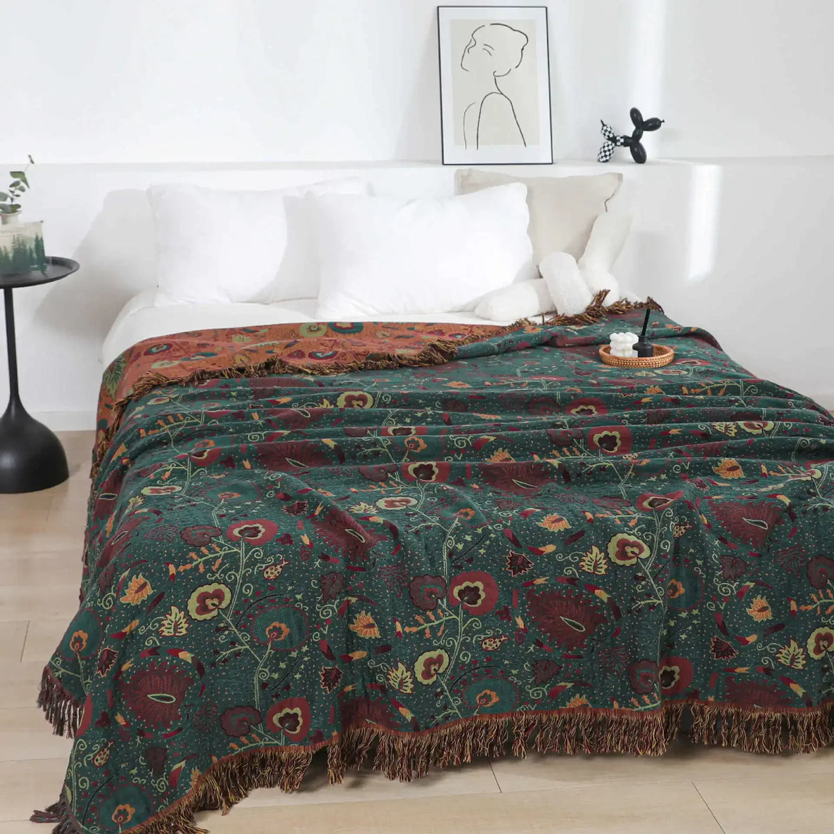 100% Cotton Jacquard Throw Blanket & Bedspread, Double Sided Boho Sofa Cover, Yarn Dyed, Hand Wash, 22 Designs, 3 Sizes
