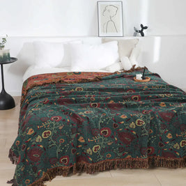 100% Cotton Jacquard Throw Blanket & Bedspread, Double Sided Boho Sofa Cover, Yarn Dyed, Hand Wash, 22 Designs, 3 Sizes