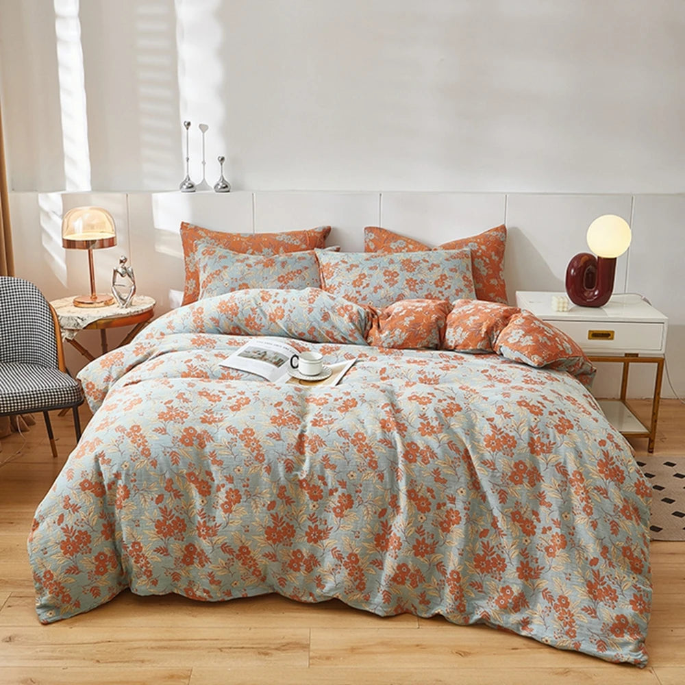 Floral Duvet Cover in 100% Cotton, Printed Botanical Quilt Cover, 200 Thread Count, Cover Only No Pillowcases, 16 Designs, 3 Sizes
