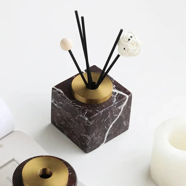 Marble Incense Holder, Gold Accent Incense Stick Stand, 2 Shapes, 2.8in