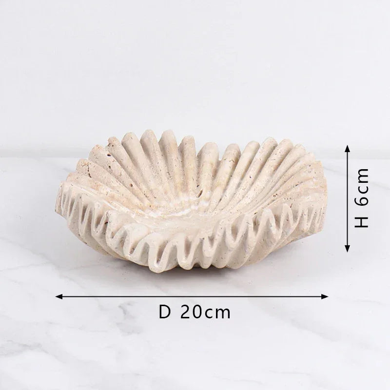 Marble Fruit Bowl, Ruffle Fluted Edge Catchall Bowl, Entryway, 7.9-11.8in