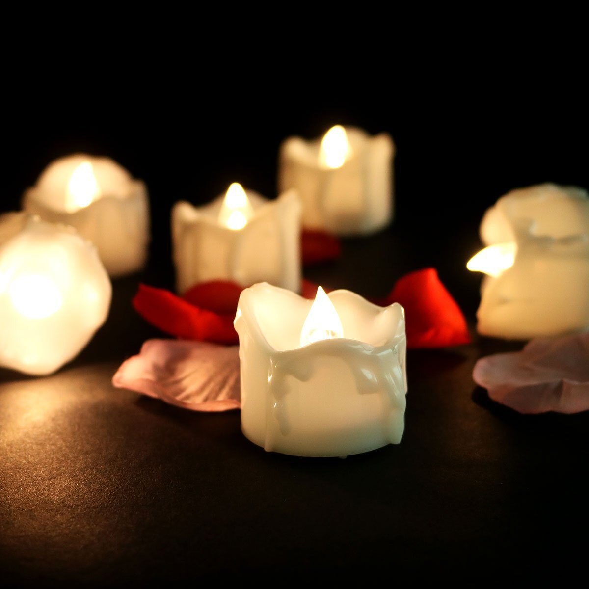 Battery Tea Lights, Flameless LED Tealight Candles, 12 Pack, 60hr, 1.1in