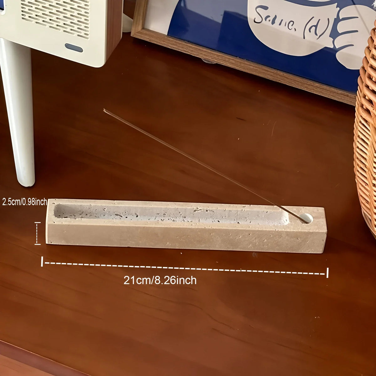 Travertine Incense Tray for Sage & Palo Santo, Zen Meditation Tray, 8.3in