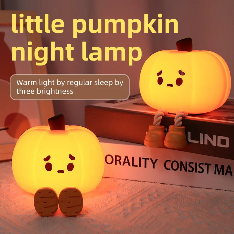 Halloween Night Light, Squishy Silicone Pumpkin, Ghost & Mushroom Lamp for Kids' Room & Nursery, USB-C Rechargeable, 3.3-5.1in
