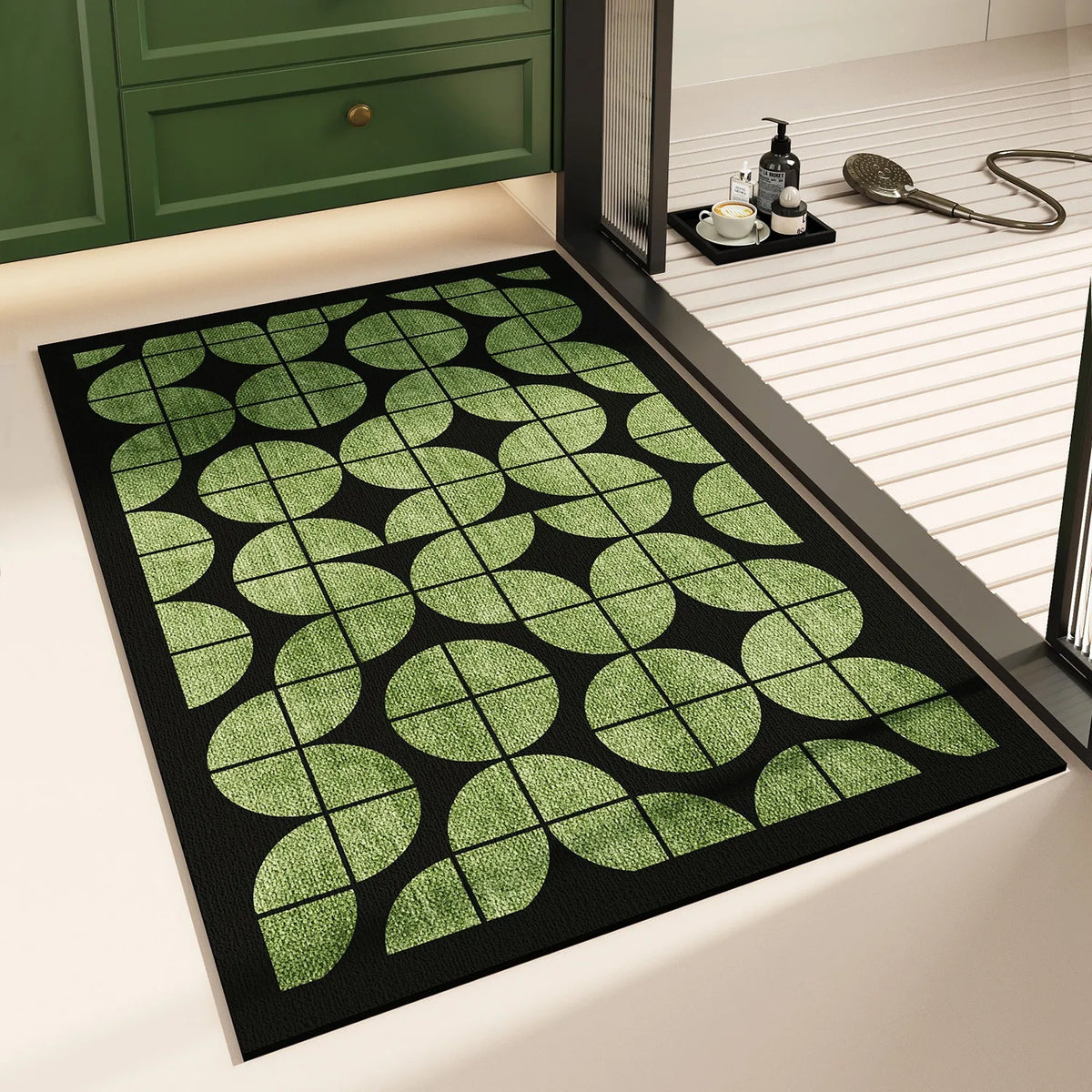 Checkerboard Bath Mat in Geometric Check, Minimalist Bathroom & Entryway Mat, Non Slip Absorbent, 8 Colors, 16x24in
