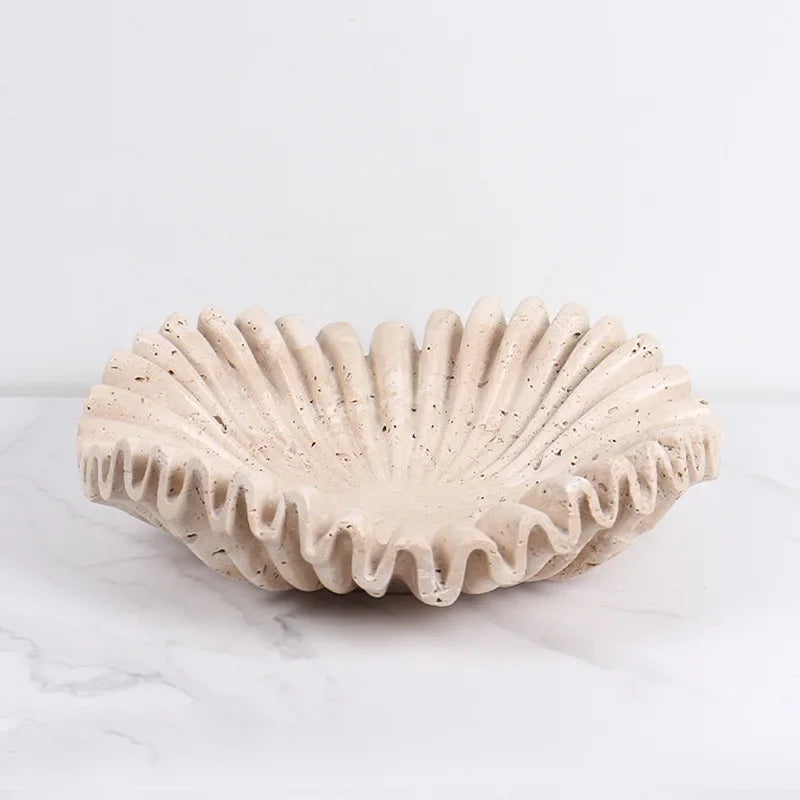 Marble Fruit Bowl, Ruffle Fluted Edge Catchall Bowl, Entryway, 7.9-11.8in