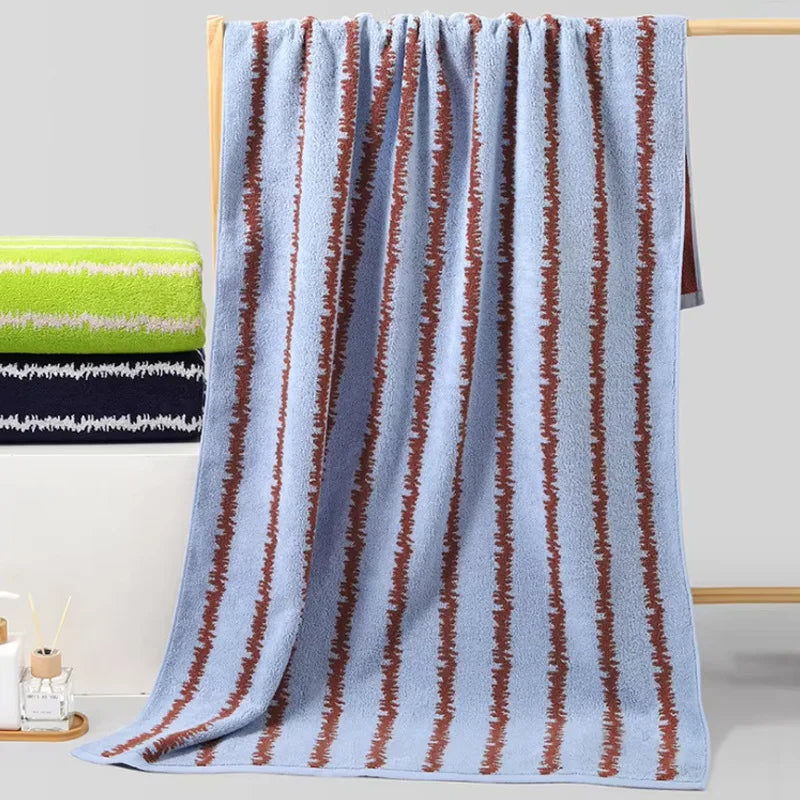 Striped Cotton Bath Towel, Large Soft Absorbent Bath Sheet, Pure Cotton, 3 Colors, 28x55in