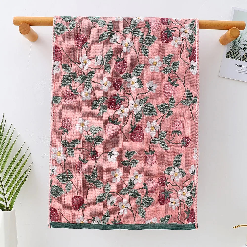 Printed Gauze Face Towel, Soft Absorbent Cotton Hand Towel for Children, Decorative, 6 Designs, 14x29in