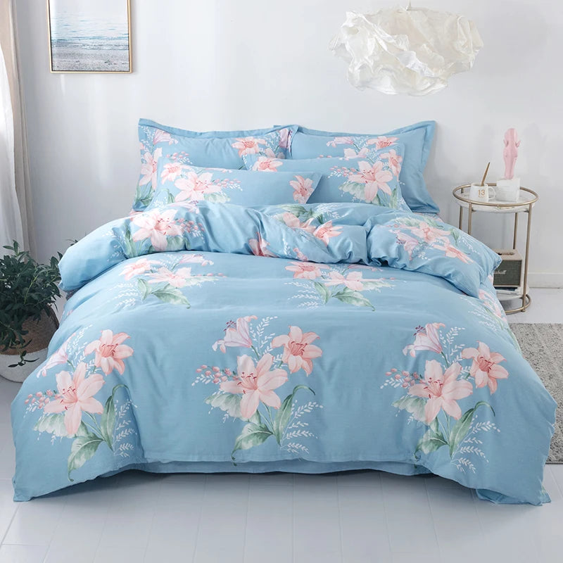 Striped & Printed Duvet Cover Set with 2 Pillowcases, 100% Cotton Bedding, Coastal Blue Designs, No Filling, 10 Designs, 4 Sizes