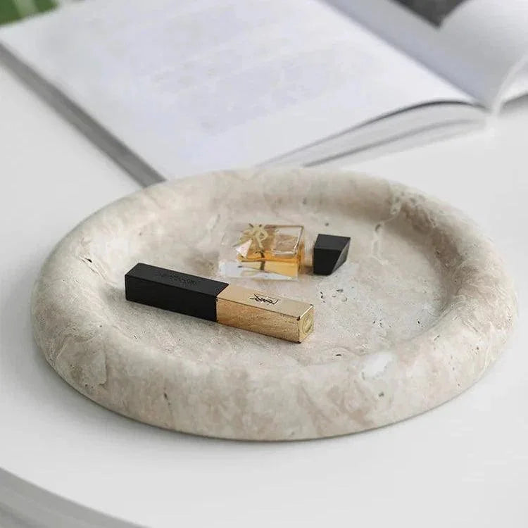 Stone Catchall Tray, Retro Oval Dish for Dining Table & Entryway, 3.7-9.6in