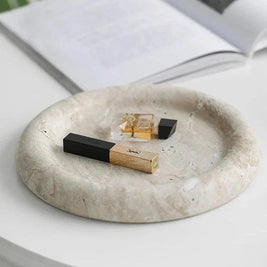 Stone Catchall Tray, Retro Oval Dish for Dining Table & Entryway, 3.7-9.6in