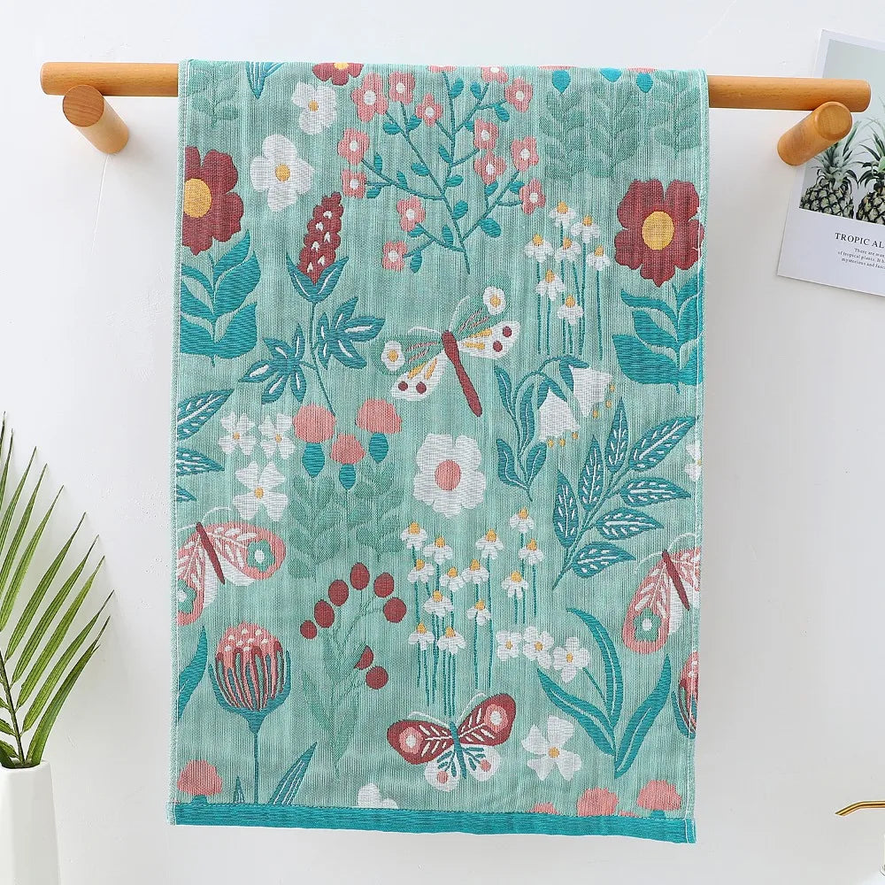 Printed Gauze Face Towel, Soft Absorbent Cotton Hand Towel for Children, Decorative, 6 Designs, 14x29in