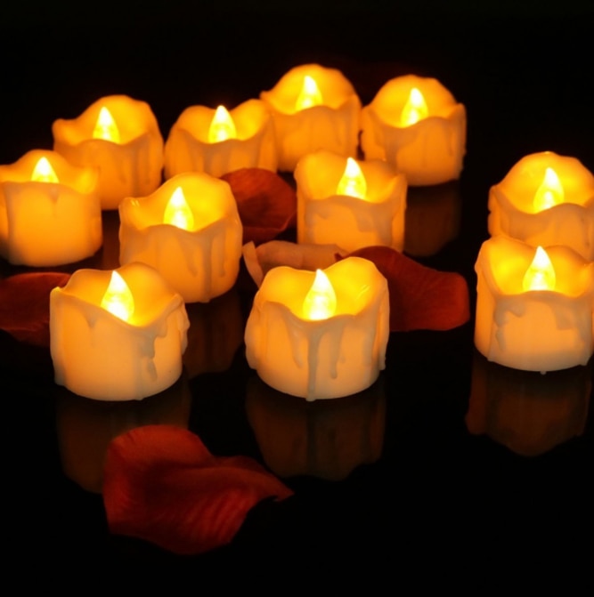 Battery Tea Lights, Flameless LED Tealight Candles, 12 Pack, 60hr, 1.1in