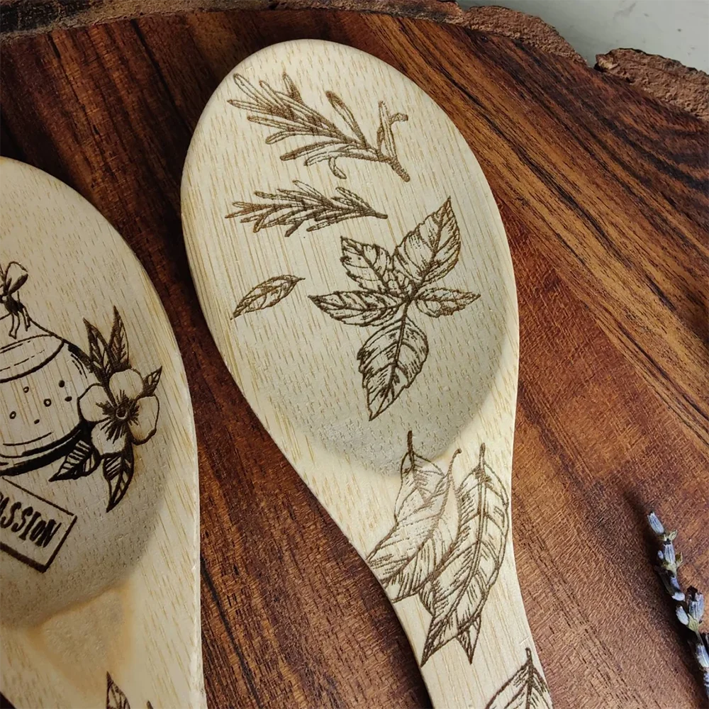 Kitchen Witch Wooden Spoon Set, Engraved Herbs, Potions & Elixirs Spoons, Witchy Halloween Kitchen Decor, Set of 3, 11.8in