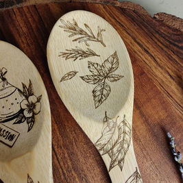Kitchen Witch Wooden Spoon Set, Engraved Herbs, Potions & Elixirs Spoons, Witchy Halloween Kitchen Decor, Set of 3, 11.8in