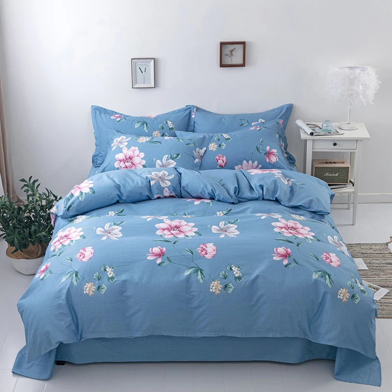 Striped & Printed Duvet Cover Set with 2 Pillowcases, 100% Cotton Bedding, Coastal Blue Designs, No Filling, 10 Designs, 4 Sizes