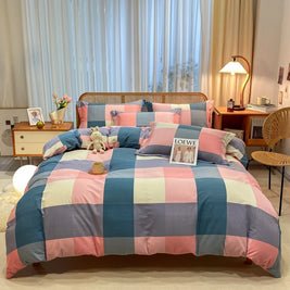 Retro Print Bedding Set of 4 with Duvet Cover, Flat Sheet & 2 Pillowcases, 100% Cotton, Brushed Finish, 23 Designs, 2 Sizes