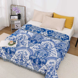 100% Cotton Jacquard Throw Blanket & Bedspread, Double Sided Boho Sofa Cover, Yarn Dyed, Hand Wash, 22 Designs, 3 Sizes