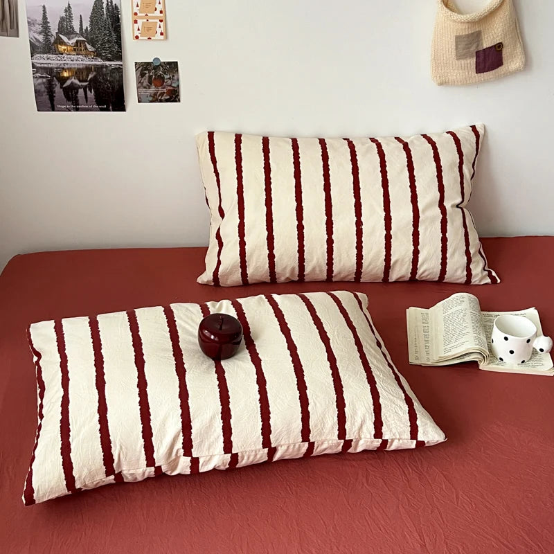 Striped Duvet Cover Set with Pillowcases, Soft Lightweight Fade Resistant Bedding, Cover Only, 5 Colors, 11 Sizes