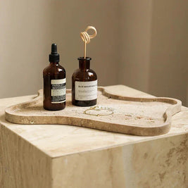 Travertine Vanity Tray, Bathroom Perfume Tray for Dresser, Stone, 9.4-13in