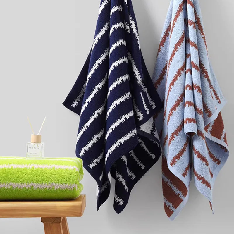 Striped Cotton Bath Towel, Large Soft Absorbent Bath Sheet, Pure Cotton, 3 Colors, 28x55in