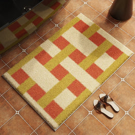 Retro Tile Pattern Bath Mat, Vintage Bathroom & Toilet Mat, Non Slip Absorbent, 6 Colors, 2 Sizes, 16-20in
