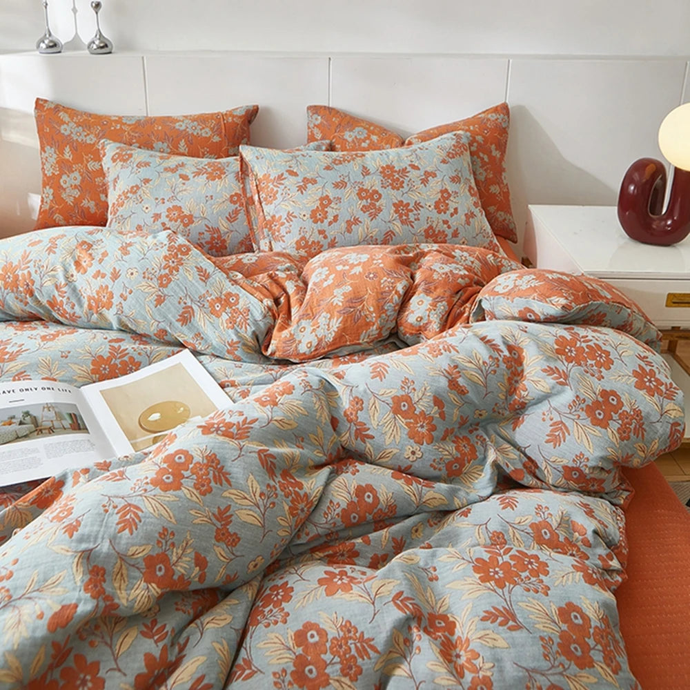 Floral Duvet Cover in 100% Cotton, Printed Botanical Quilt Cover, 200 Thread Count, Cover Only No Pillowcases, 16 Designs, 3 Sizes