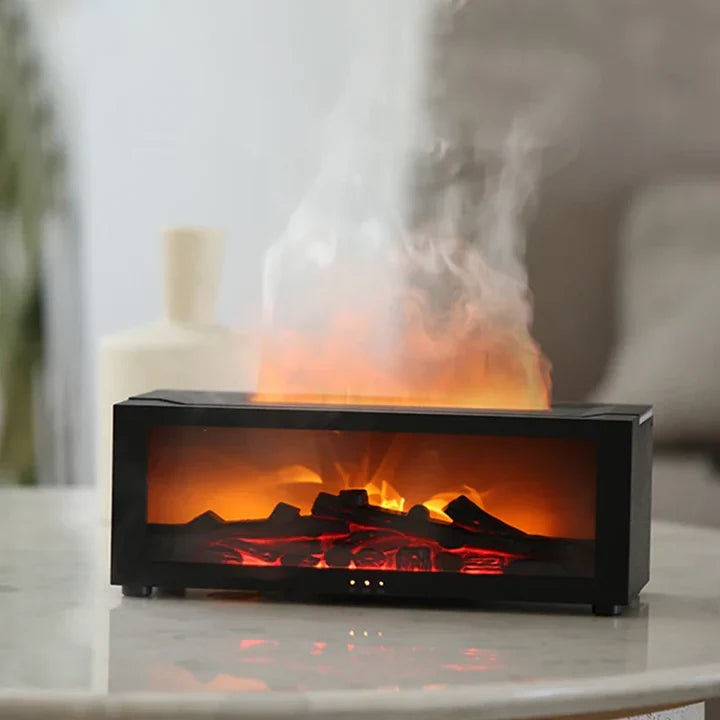 Flame Humidifier, Essential Oil Diffuser, Fire Effect, 7 Colors, Remote