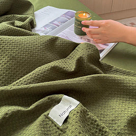 Waffle Weave Bedding Set of 4 with Duvet Cover, Flat Sheet & 2 Pillowcases, 100% Cotton, No Filling, 4 Colors, 2 Sizes