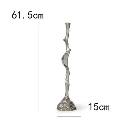 Aluminum Candle Holder, Sculptural Modern Candlestick, Silver, 21-24in