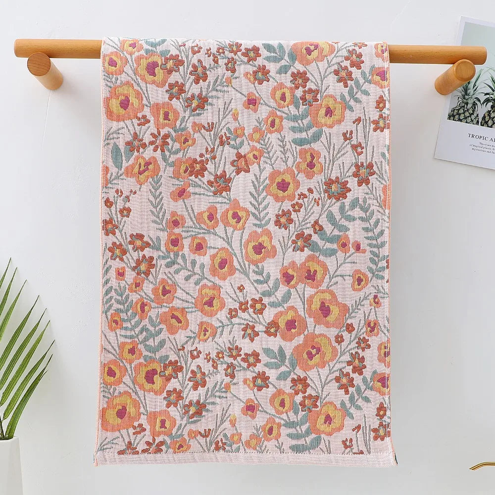 Printed Gauze Face Towel, Soft Absorbent Cotton Hand Towel for Children, Decorative, 6 Designs, 14x29in