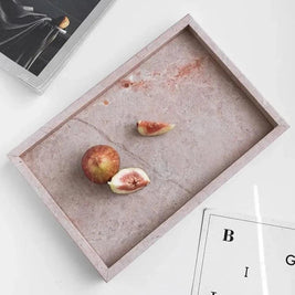 Pink Marble Tray, Hand Polished Coffee Table & Vanity Tray, 9.8-11.8in