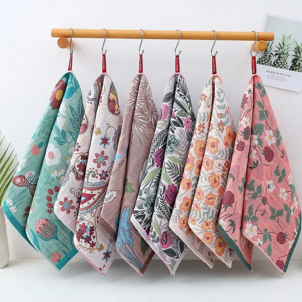 Printed Gauze Face Towel, Soft Absorbent Cotton Hand Towel for Children, Decorative, 6 Designs, 14x29in