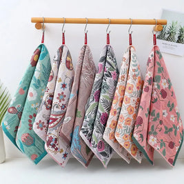 Printed Gauze Face Towel, Soft Absorbent Cotton Hand Towel for Children, Decorative, 6 Designs, 14x29in