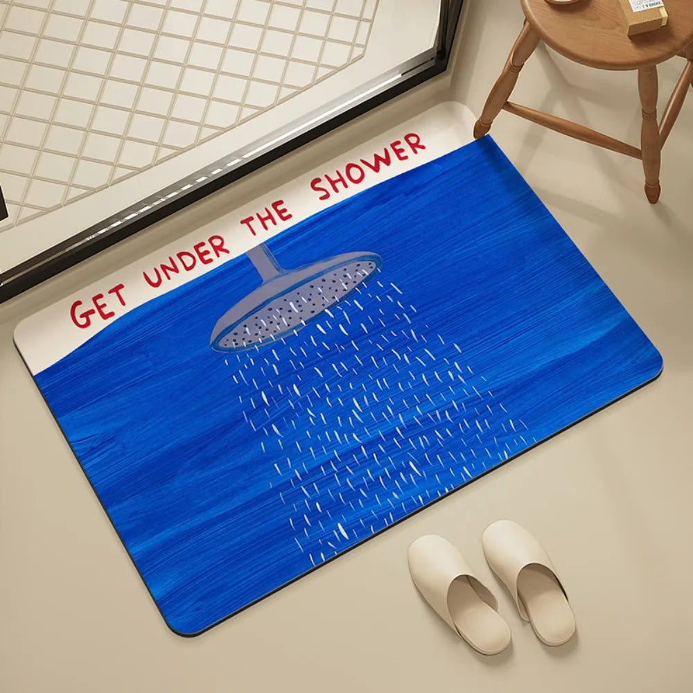 Quick Dry Shower Mat in Diatomite, Minimalist Bathroom & Shower Area Mat, Non Slip Absorbent, 5 Designs, 20x31in
