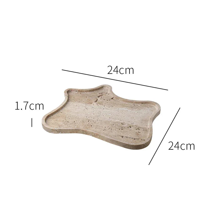 Travertine Vanity Tray, Bathroom Perfume Tray for Dresser, Stone, 9.4-13in