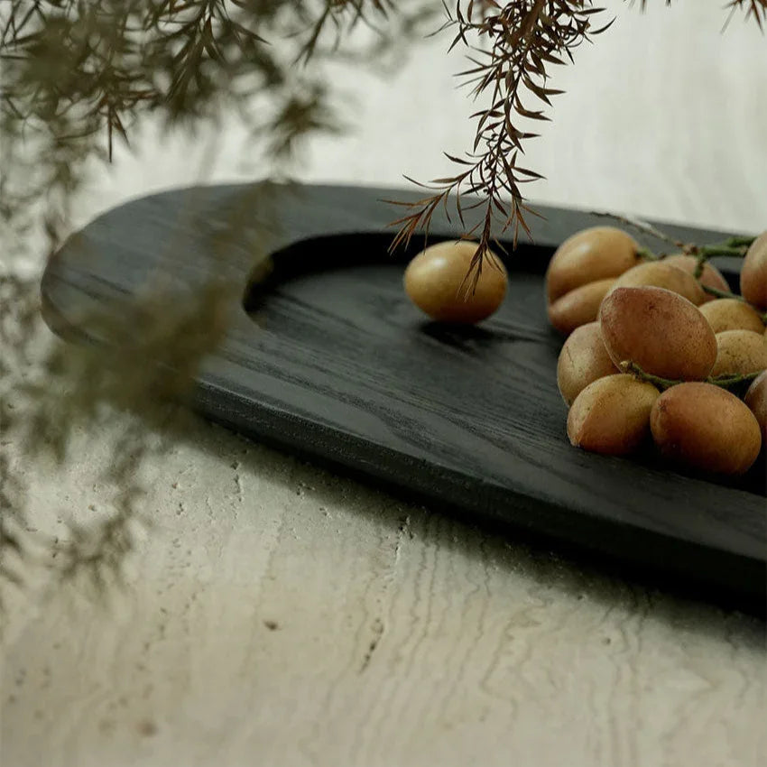 Wooden Serving Tray, Rustic Vintage Wood Fruit & Dessert Tray, 13.8-17.7in