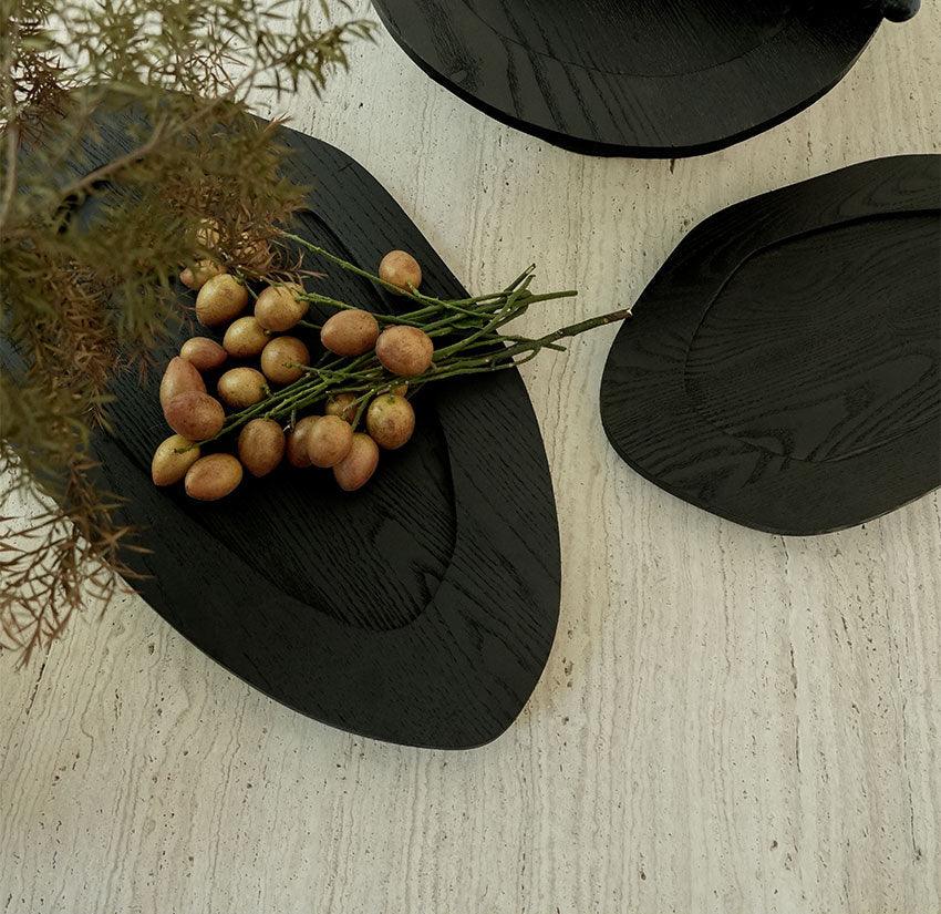 Wooden Serving Tray, Rustic Vintage Wood Fruit & Dessert Tray, 13.8-17.7in