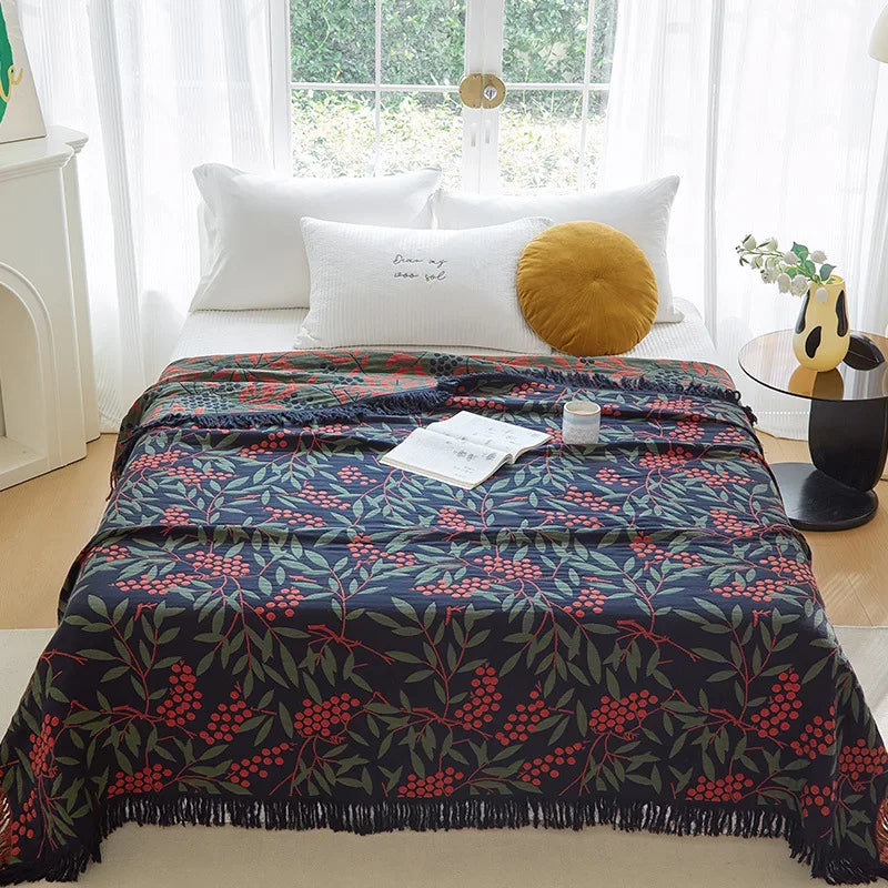 100% Cotton Jacquard Throw Blanket & Bedspread, Double Sided Boho Sofa Cover, Yarn Dyed, Hand Wash, 22 Designs, 3 Sizes