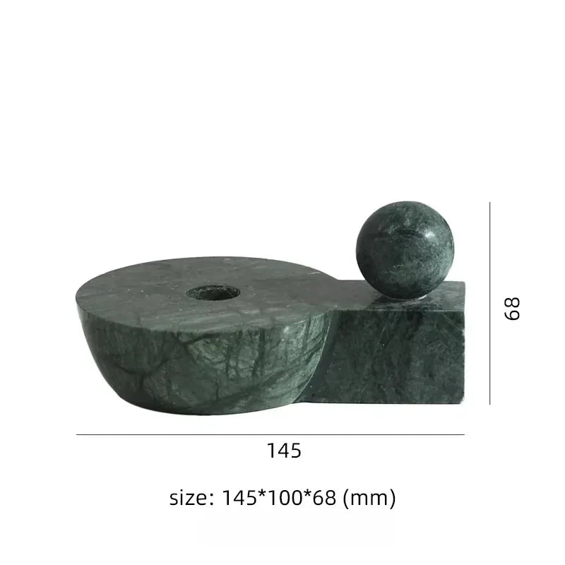 Marble Taper Candle Holder, Sculpted Stone Candlestick, 3.9-5.7in, 3 Styles
