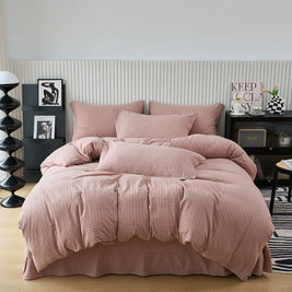 Plaid & Gingham Duvet Cover Set with 2 Pillowcases, 100% Cotton Bedding, 200 Thread Count, No Filling, 16 Colors, 4 Sizes