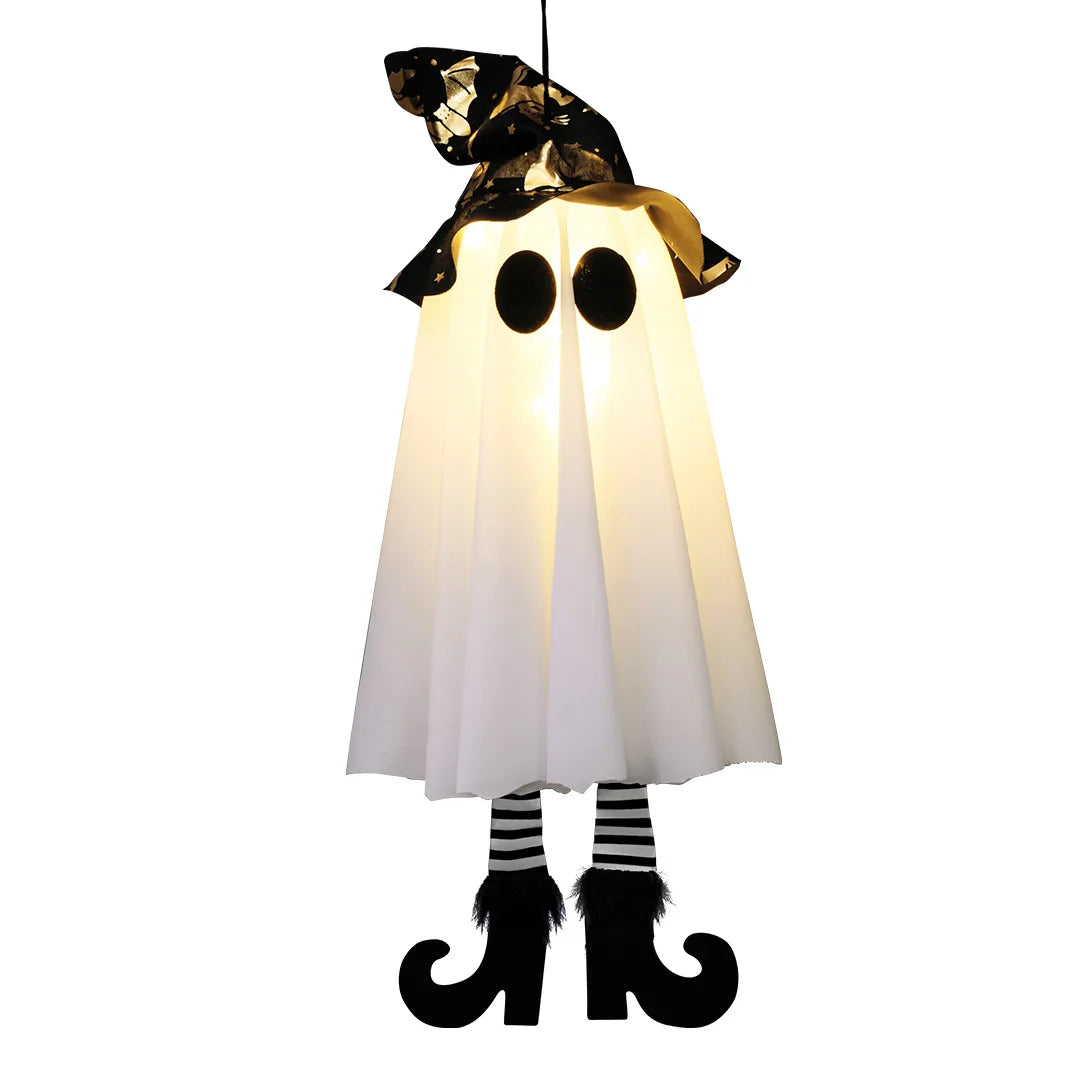 Hanging Light Up Ghosts, Halloween Witch Ghost Decorations with LED, Porch & Indoor Hanging Decor, 3 Light Modes, Set of 3, 18in