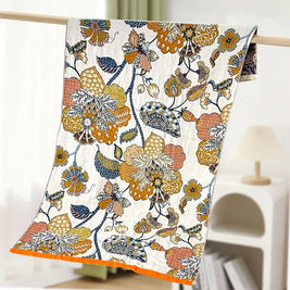 Floral Gauze Bath Towel, Lightweight Soft Absorbent Sauna, Gym & Shower Towel, Quick Dry, 5 Designs